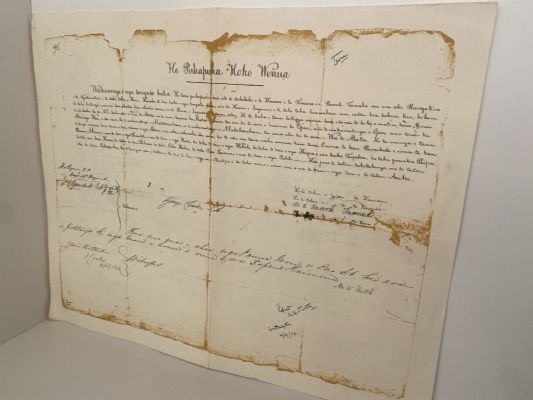 HE PUKAPUKA HOKO WENUA - Original Land Deed for the site of the city of Auckland - 29 July 1841