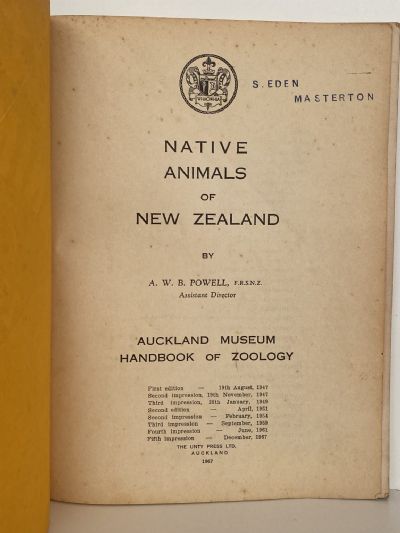 NATIVE ANIMALS OF NEW ZEALAND: Handbook of Zoology