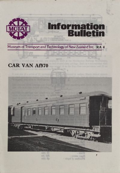 CAR VAN AF970: Motat Information Bulletin RA4