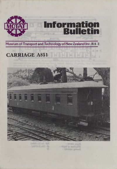 CARRIAGE A851: Motat Information Bulletin RA2