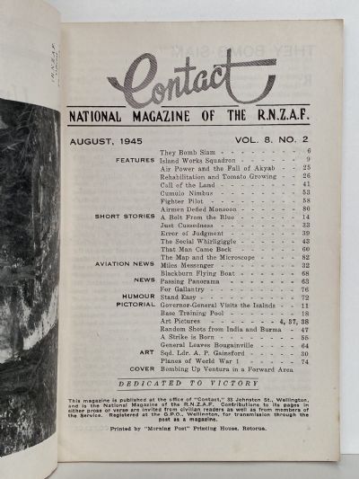 CONTACT: The National Magazine of the RNZAF - Vol. 8, No. 2 - August 1945