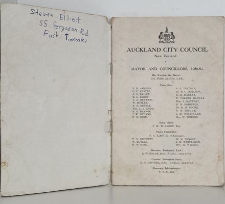 ZOOLOGICAL PARK: The Auckland City Council Official Guide 1953