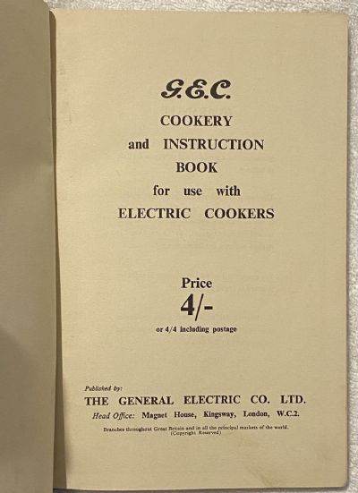 GEC COOKERY BOOK
