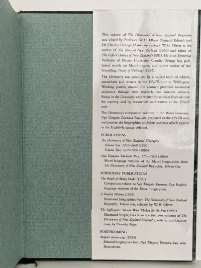 THE DICTIONARY OF NEW ZEALAND BIOGRAPHY: Volumes One and Two