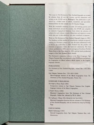 THE DICTIONARY OF NEW ZEALAND BIOGRAPHY: Volumes One and Two