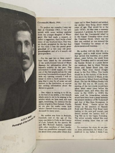 MEMORIES OF EARLY COROMANDEL