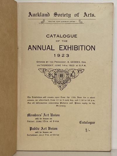 EXHIBITION 1923: Auckland Art Society Catalogue