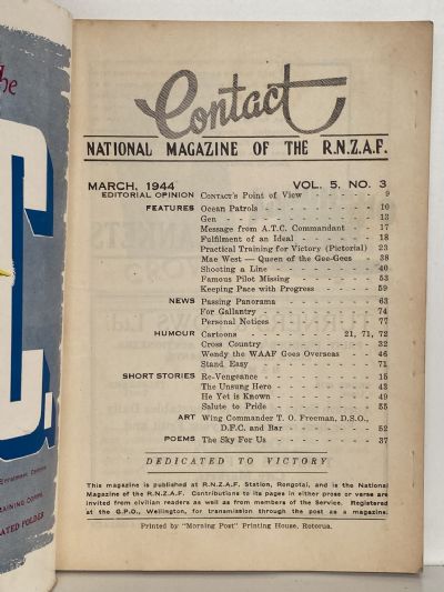CONTACT: The National Magazine of the RNZAF - Vol. 5, No. 3 - March 1944