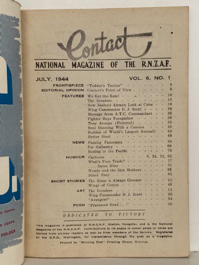 CONTACT: The National Magazine of the RNZAF - Vol. 6, No. 1 - July 1944