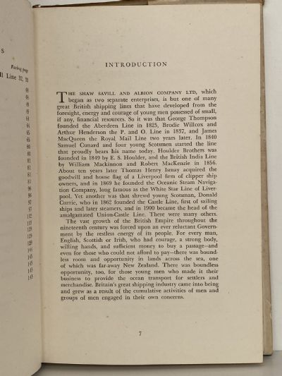 SHAW SAVILL LINE: One hundred years of trading