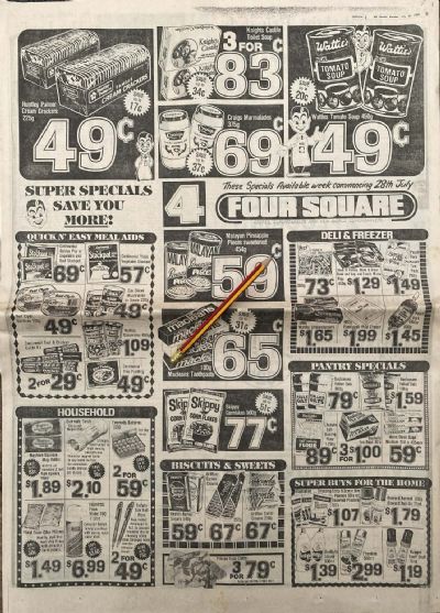 VINTAGE NEWSPAPER ADVERT: Four Square Stores 1980