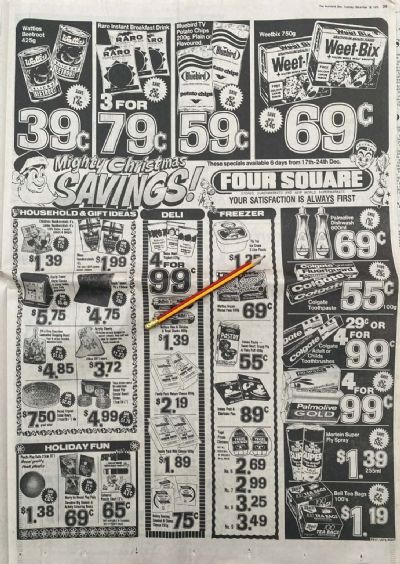 VINTAGE NEWSPAPER ADVERT: Four Square Stores, 18 December 1979