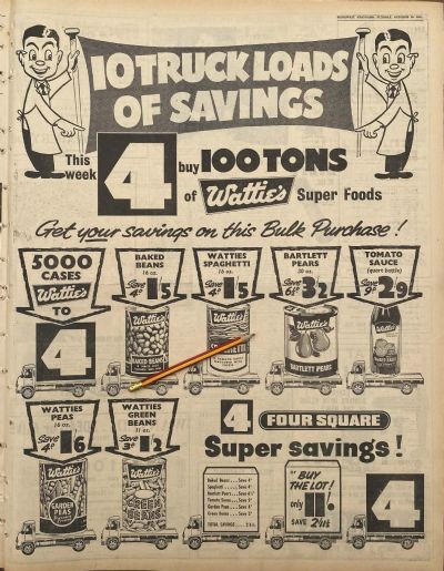 VINTAGE NEWSPAPER ADVERT: Four Square Stores, 30 October 1962