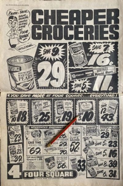 VINTAGE NEWSPAPER ADVERT: Four Square Stores, 10 September 1969
