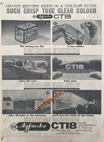 VINTAGE NEWSPAPER ADVERT: Agfacolor CT18 Film 1963