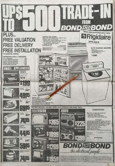 VINTAGE NEWSPAPER ADVERT: Bond and Bond 1986