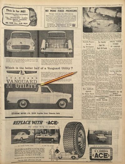 VINTAGE NEWSPAPER ADVERT: Vanguard Utility by Standard Triumph 1962