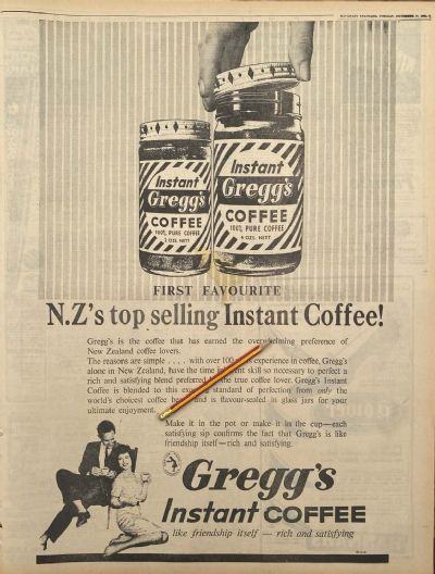 VINTAGE NEWSPAPER ADVERT: Gregg's Instant Coffee 1962