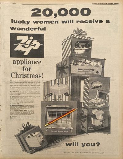 VINTAGE NEWSPAPER ADVERT: Zip Appliances 1962