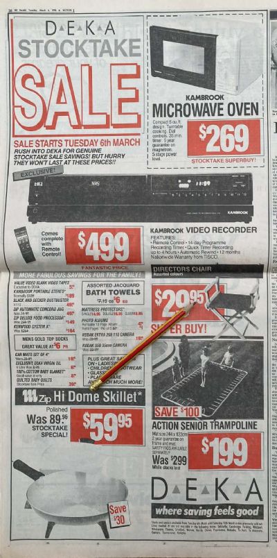 VINTAGE NEWSPAPER ADVERT: Deka Stores 1990