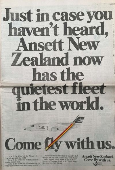 VINTAGE NEWSPAPER ADVERT: Ansett Airlines New Zealand 1990