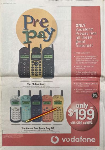 VINTAGE NEWSPAPER ADVERT: Vodaphone / Alcatel 1999