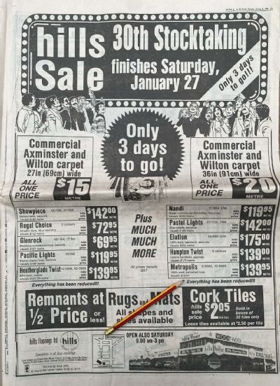VINTAGE NEWSPAPER ADVERT: Hills Floorings Ltd 1990