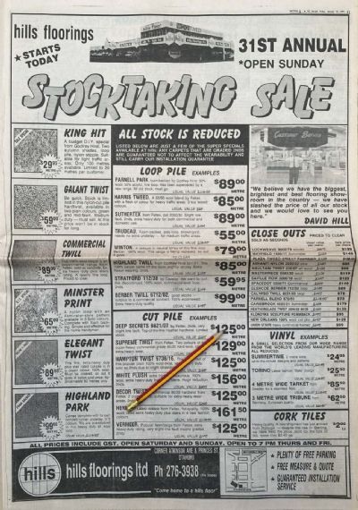VINTAGE NEWSPAPER ADVERT: Hills Floorings 1991