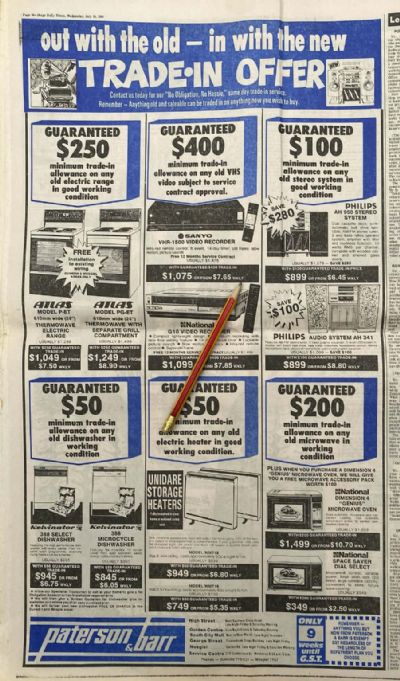 VINTAGE NEWSPAPER ADVERT: Patterson and Barr 1986