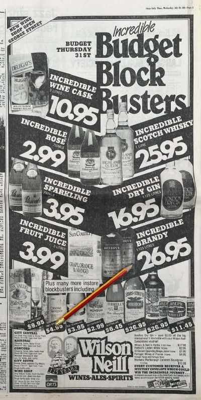 VINTAGE NEWSPAPER ADVERT: Wilson Neil Wines and Spirits 1986