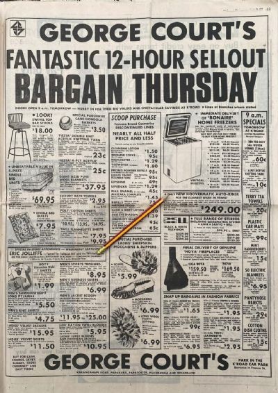 VINTAGE NEWSPAPER ADVERT: George Court's Auckland 1975