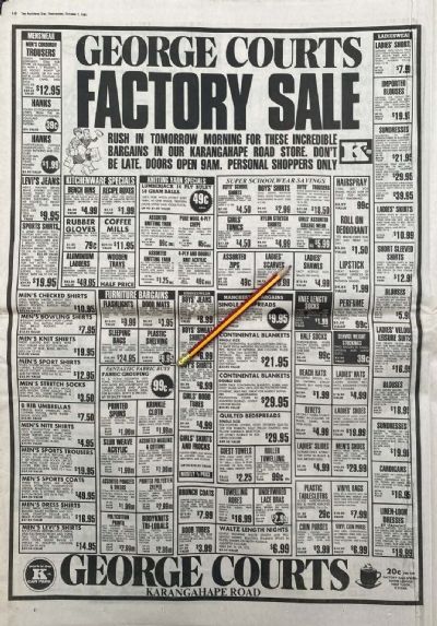 VINTAGE NEWSPAPER ADVERT: George Courts 1981