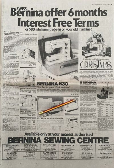 VINTAGE NEWSPAPER ADVERT: Bernina Sewing Centre 1979
