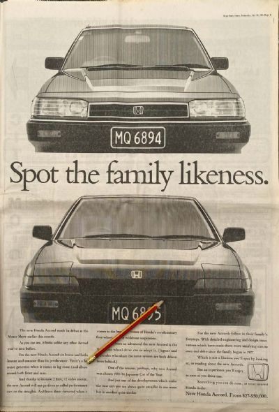 VINTAGE NEWSPAPER ADVERT: Honda Accord 1986