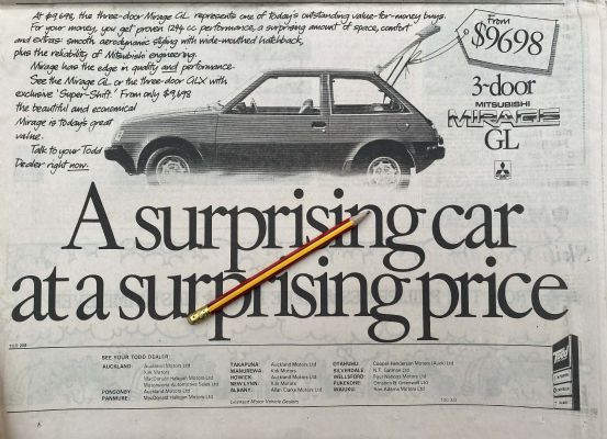 VINTAGE NEWSPAPER ADVERT: Mitsubishi Mirage 1981