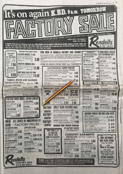 VINTAGE NEWSPAPER ADVERT: Rendells 1981