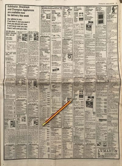 VINTAGE NEWSPAPER ADVERT: L.V. Martin and Son, Wellington 1982