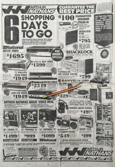 VINTAGE NEWSPAPER ADVERT: Arthur Nathans 1984