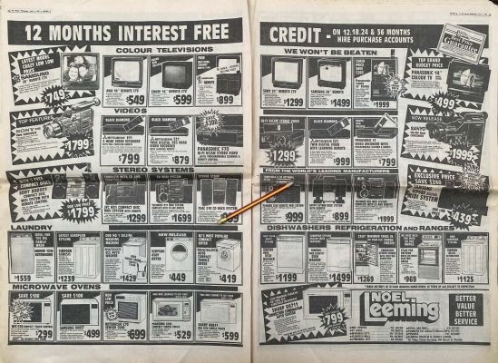 VINTAGE NEWSPAPER ADVERT: Noel Leeming 1990
