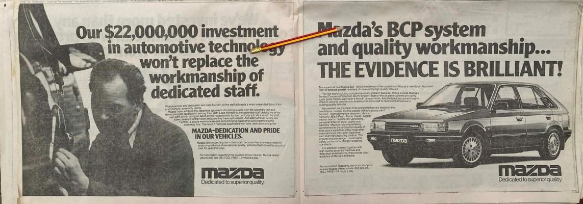 VINTAGE NEWSPAPER ADVERT: Mazda 323 1986