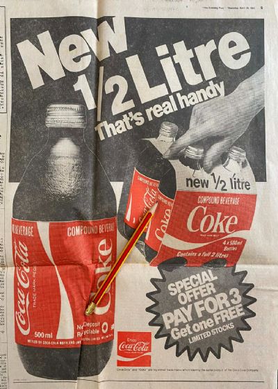 VINTAGE NEWSPAPER ADVERT: Coca Cola 1982