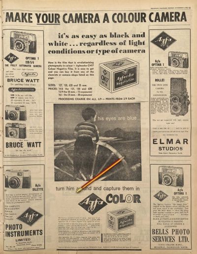 VINTAGE NEWSPAPER ADVERT: Agfa Colour Film, 5 November 1962