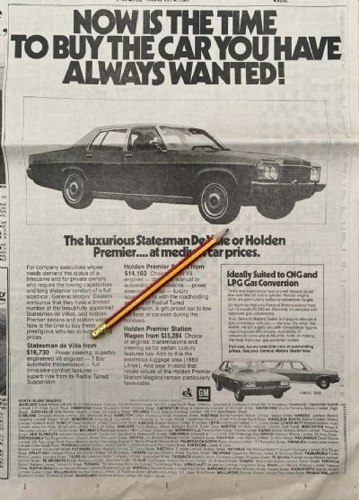 VINTAGE NEWSPAPER ADVERT: Holden Premier and Statesman deVille 1979