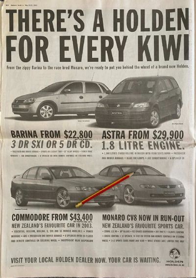 VINTAGE NEWSPAPER ADVERT: GM Holden 2003
