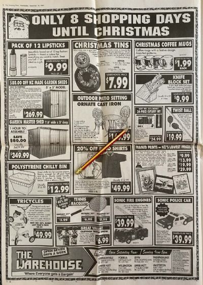 VINTAGE NEWSPAPER ADVERT: The Warehouse 1992
