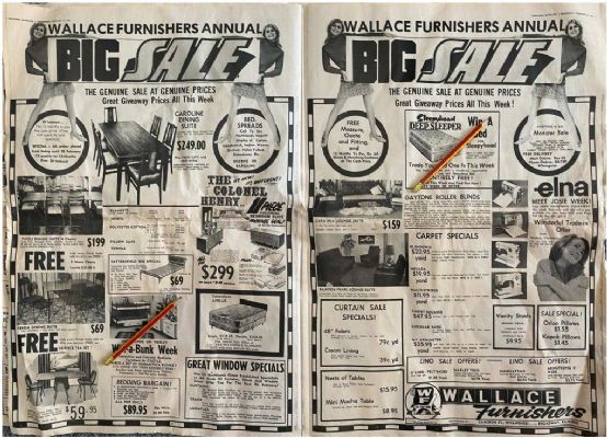 VINTAGE NEWSPAPER ADVERT: Wallace Furnishers Annual Sale 1973