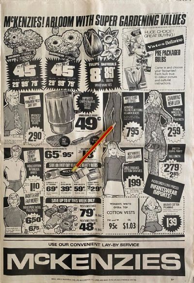 VINTAGE NEWSPAPER ADVERT: McKenzies Supermarket 1973