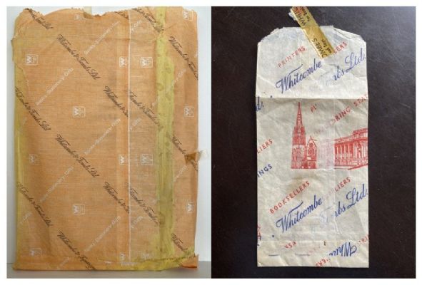 OLD PAPER BAGS and LINED REFILLS: 2x Whitcombe & Tombs circa 1960s