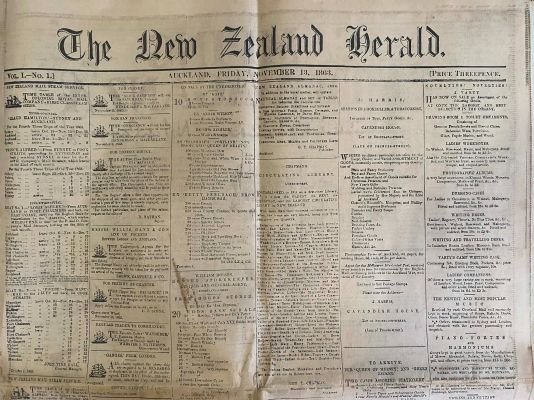 OLD NEWSPAPER: The New Zealand Herald - Vol 1. No 1. Nov 13 1863