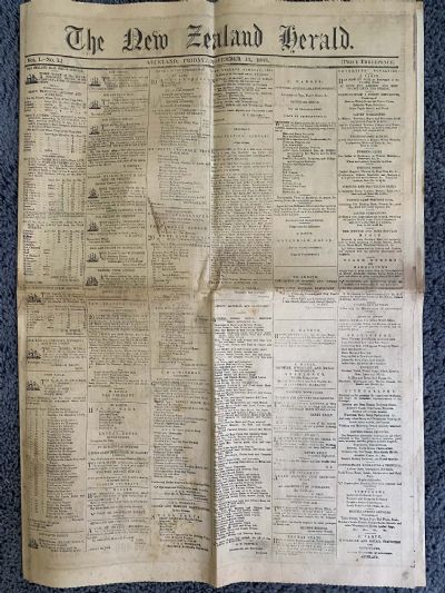 OLD NEWSPAPER: The New Zealand Herald - Vol 1. No 1. Nov 13 1863